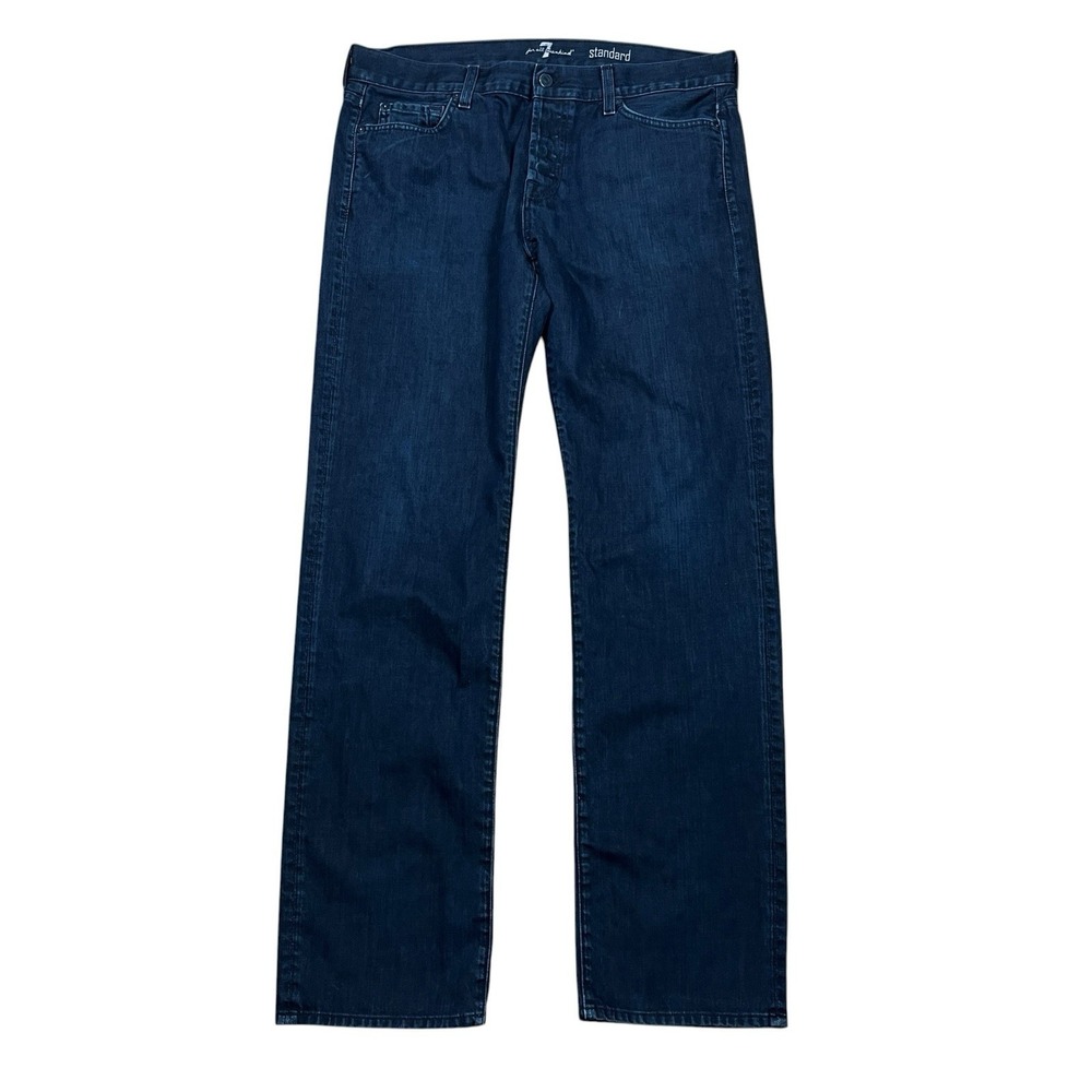7 For All Mankind Standard Straight Jeans Mens 36 (Fits 38x34) Dark‎ Wash Cotton